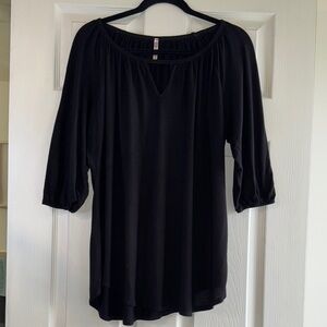 Cool Melon Black Puff Sleeve Relaxed Tunic Blouse XL